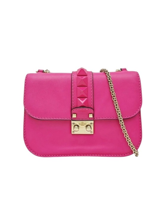 Handbags - Valentino Garavani Hot Pink Studded Leather Crossbody Bag